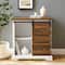 Walker Edison 32" Solid White & Reclaimed Wood Two-Tone Sliding Slat Door Accent Cabinet